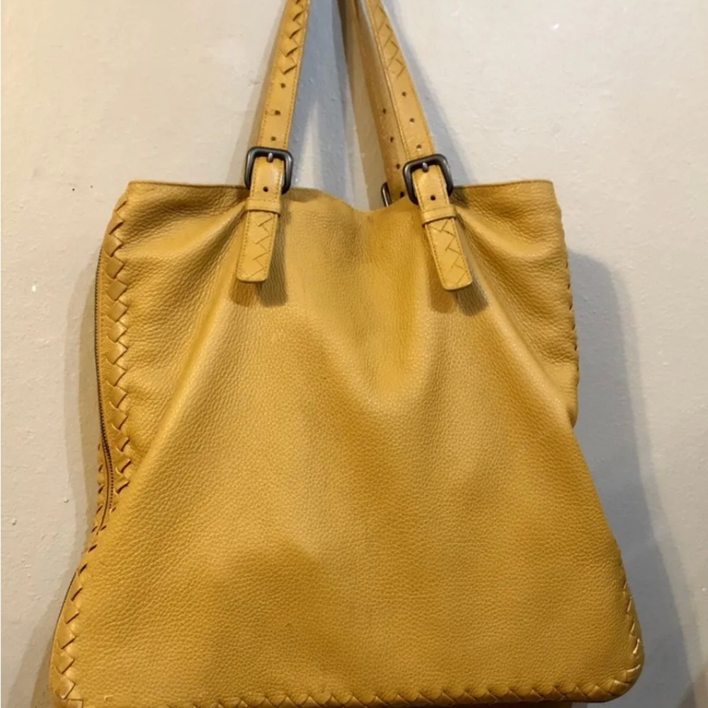 Bottega Veneta Adjustable Handbag in Mustard.
